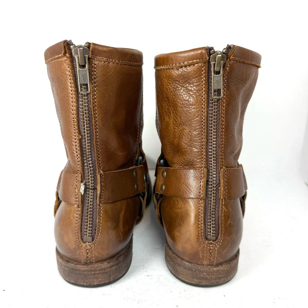 Frye Women’s Phillip Harness Brown Leather Boots Size 10